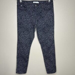 French Connection Petite Gray & Black Lace Print Mid-Rise Stretch Skinny Jeans